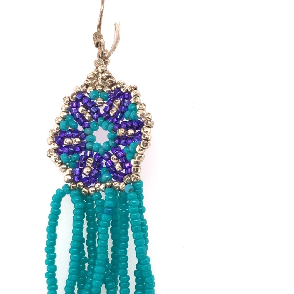 Hand-beaded Dangly Earrings - Picture 2 of 5